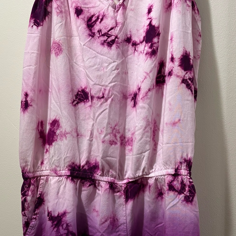 Purple Tie-Dye Spaghetti Strap shorts suit w pockets - Picture 2 of 4